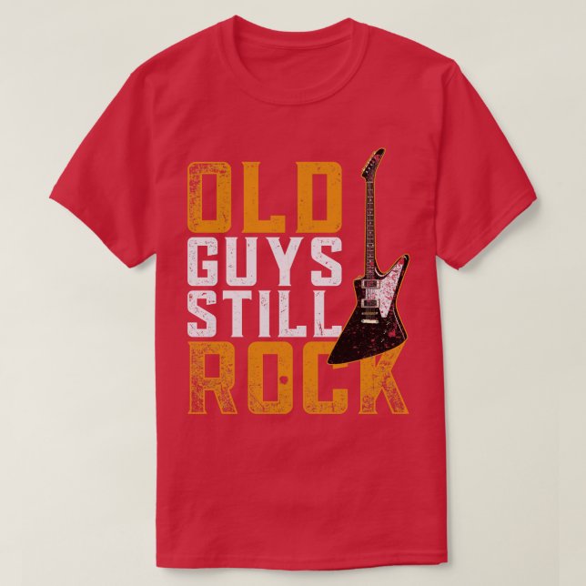 Camiseta Viejos aún rompen guitarra eléctrica (Diseño del anverso)