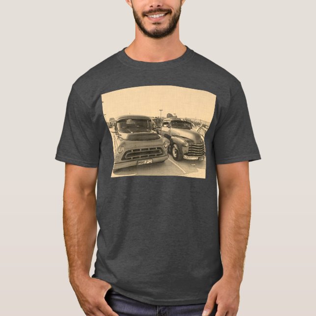Camiseta Viejos camiones clásicos Carros Sketch de coches (Anverso)