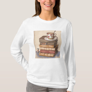 Camiseta Viejos libros antiguos y una copa de café