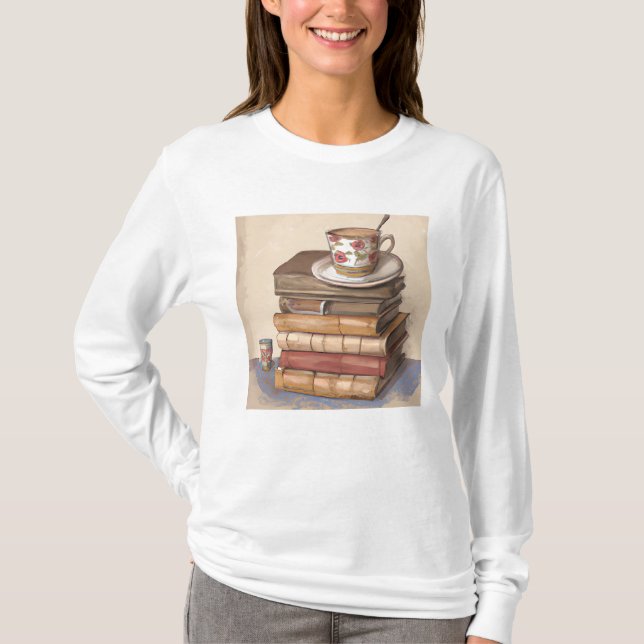 Camiseta Viejos libros antiguos y una copa de café (Anverso)