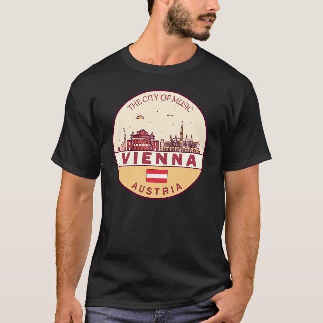 Camiseta Viena Austria City Skyline Emblem (Anverso)