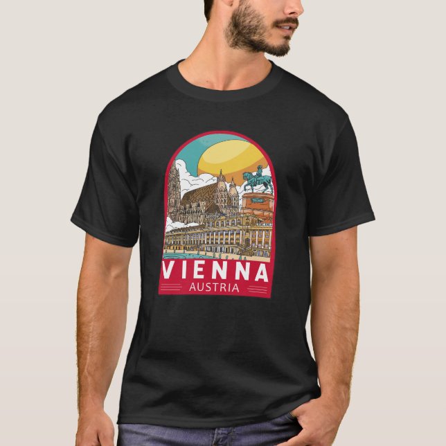 Camiseta Viena Austria Travel Retro Emblem (Anverso)