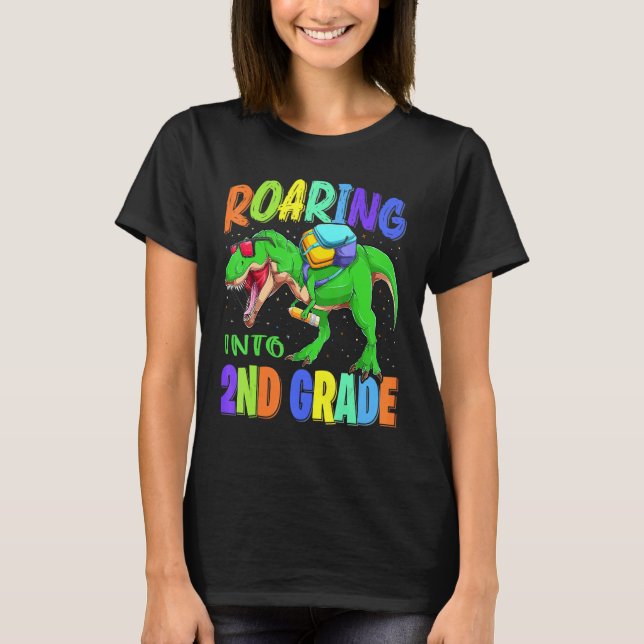 Camiseta Viendo a Dinosaurio de 2º Grado para volver a Scho (Anverso)