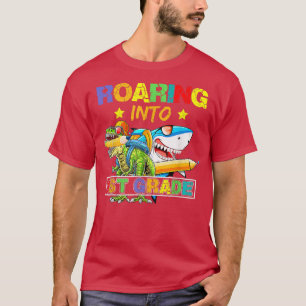 Camiseta Viendo a tiburón de dinosaurio de primer grado de 