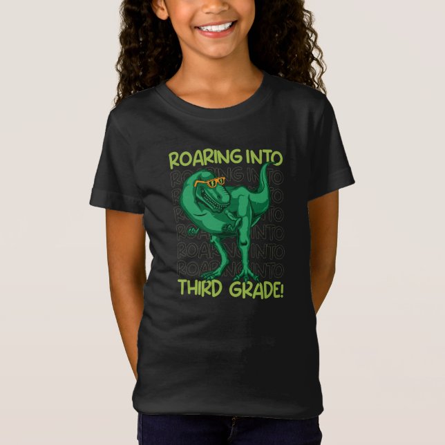 Camiseta Viendo a un dinosaurio divertido de tercer grado (Anverso)