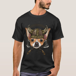 Camiseta Viendo Perro Chihuahua Con Casco Viking Mjolnir Ax