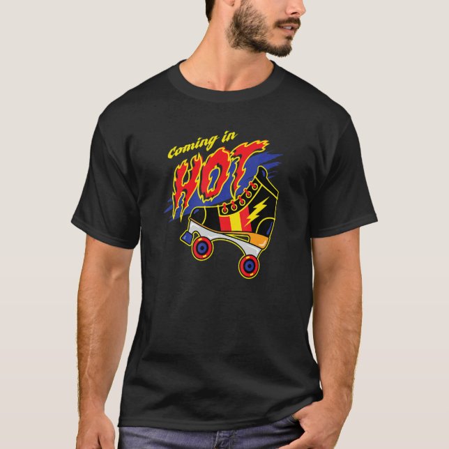 Camiseta Viene En Patinaje Caliente Derby Skate Con Flames  (Anverso)