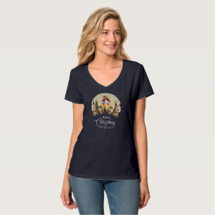 Camiseta Viene Santa Claus Cuello-V femenino