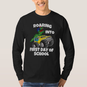 Camiseta Viento al primer día de clases de camión de dinosa