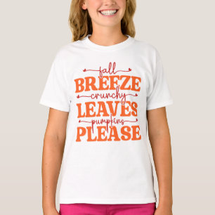 Camiseta Viento de Otoño Hojas Crujientes Calabazas Por Fav