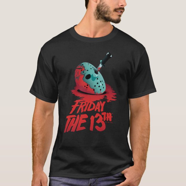Camiseta Viernes 13 | Cuchillo a través de una máscara de h (Anverso)