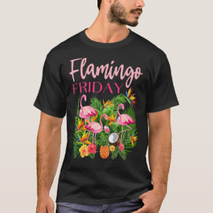 Camiseta Viernes Flamingo Plantas Tropicales E Hibiscus 1