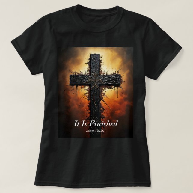 Camiseta Viernes Santo Cristiano, Está Terminado (Diseño del anverso)
