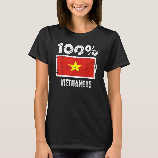 Camiseta Vietnam Flag Support 100 Vietnamese Battery Power (Anverso)