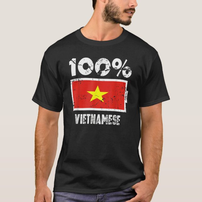 Camiseta Vietnam Flag Support 100 Vietnamese Battery Power (Anverso)