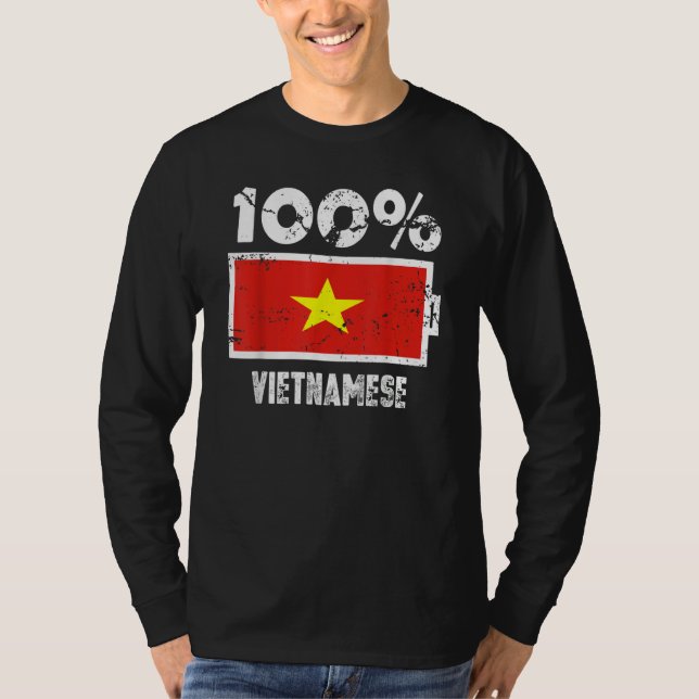 Camiseta Vietnam Flag Support 100 Vietnamese Battery Power (Anverso)