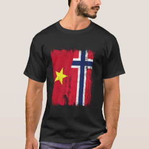 Camiseta Vietnam Noruega Media Bandera Vietnamita Noruego A