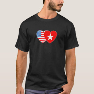 Camiseta Vietnam&USA Bandera doble corazón para los Estados