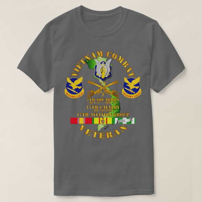 Camiseta Vietnam Vet de Caballería de Combate con 7º Escuad (Diseño del anverso)