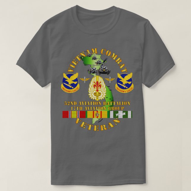 Camiseta Vietnam Vet de Combate 52ª Aviación Bn 17ª Aviació (Diseño del anverso)