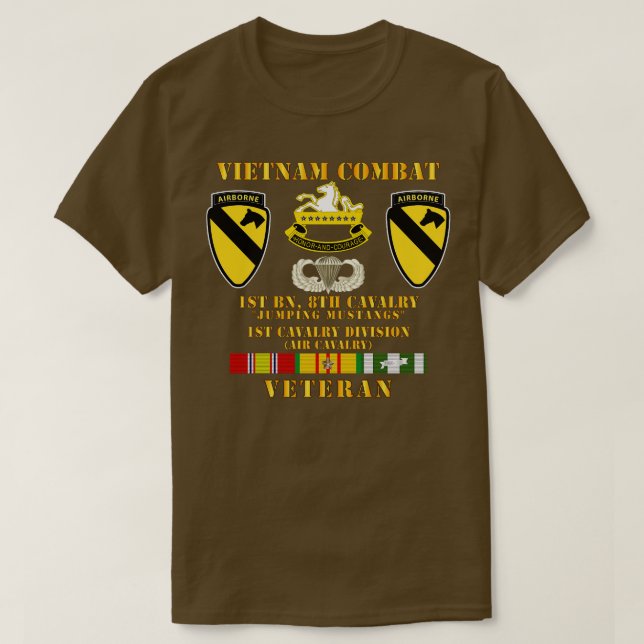 Camiseta Vietnam Vet de Combate con 1er Bn 8v Cav 1ª Cav Di (Diseño del anverso)