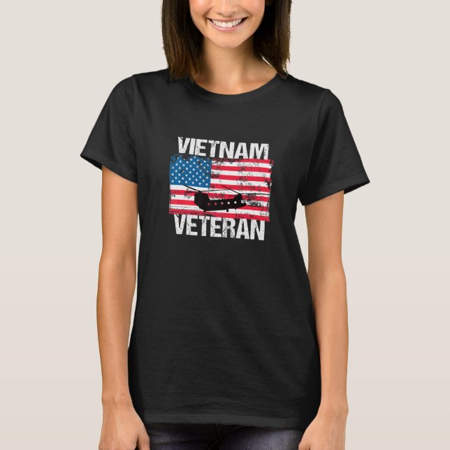 Camiseta Vietnam Veteran Transport Helicopter  US Flag (Anverso)