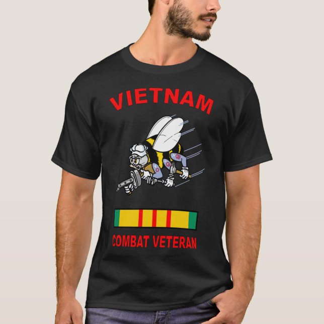 Camiseta Vietnam Veterano Combate a los Océanos Marinos (Anverso)