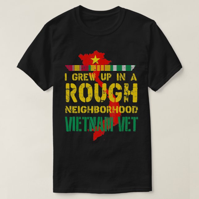 Camiseta Vietnam    Veterano crecí en un barrio difícil (Diseño del anverso)