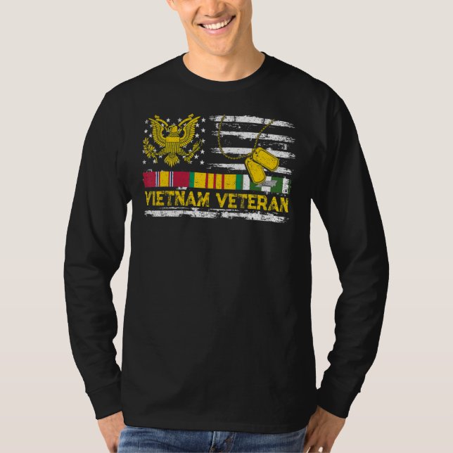 Camiseta Vietnam Veterano de guerra de bandera de EEUU Tee (Anverso)