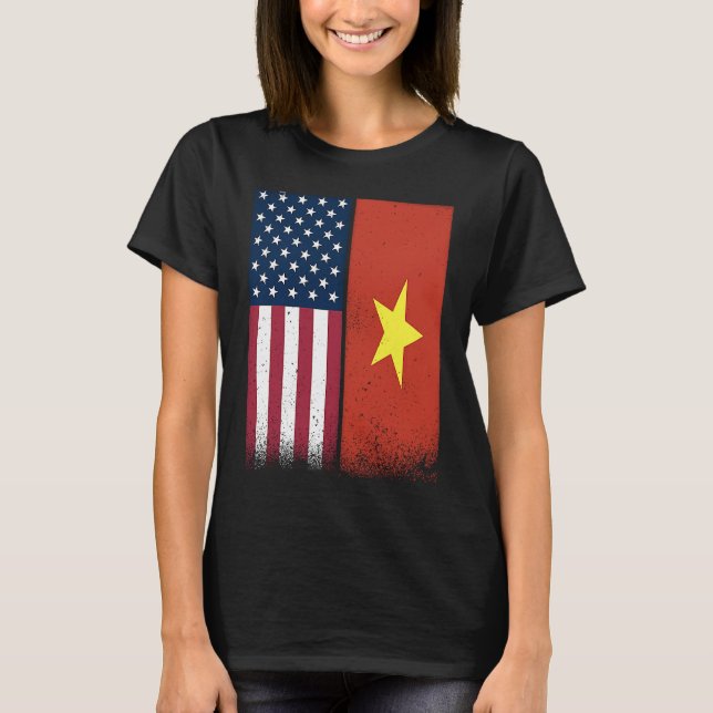 Camiseta Vietnam  Vietnamese American Flags Proud USA Vietn (Anverso)