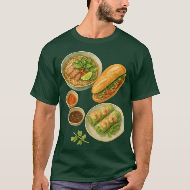 Camiseta Vietnamese Food banh mi and pho soup (Anverso)