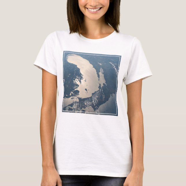 Camiseta Vigas Sunglint frente al lago Michigan (Anverso)