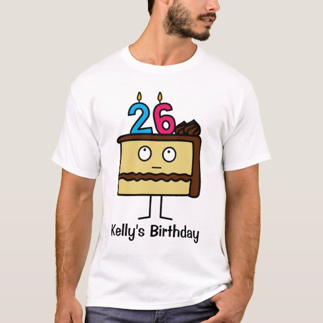 Camiseta vigésimo sexto Torta de cumpleaños con las velas (Anverso)