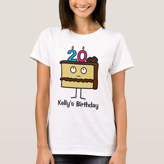 Camiseta vigésimo Torta de cumpleaños con las velas (Anverso)