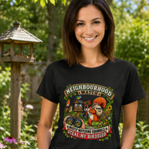 Camiseta Vigilancia del Barrio Ardilla Divertida Mujer