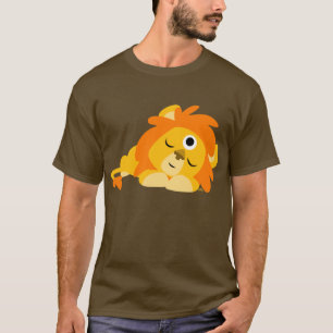 Camiseta vigilante linda del león del dibujo
