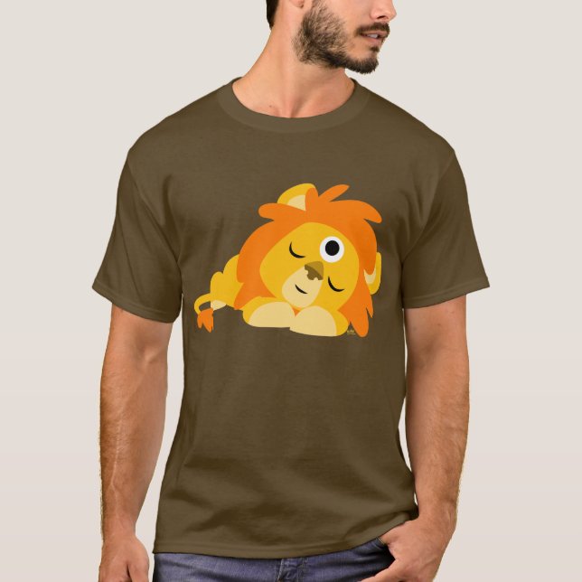 Camiseta vigilante linda del león del dibujo (Anverso)