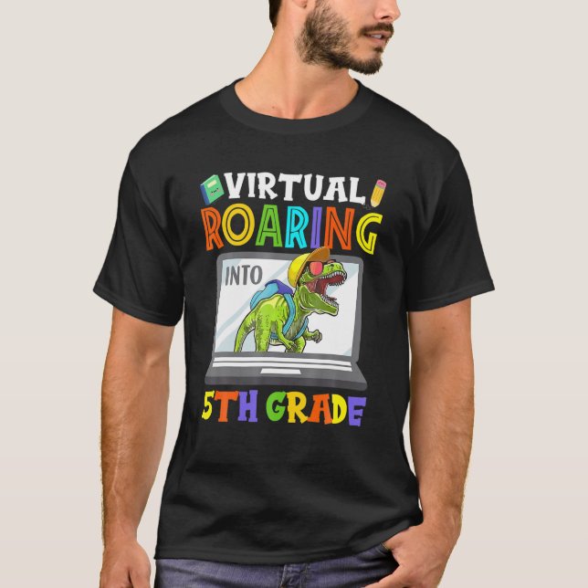 Camiseta Vigilia virtual en el té en línea de dinosaurios d (Anverso)