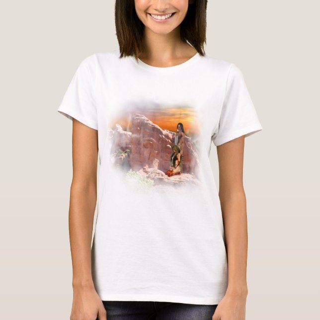 Camiseta Vignette de la Pareja Nativa Estadounidense (Anverso)