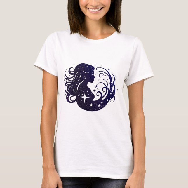 Camiseta Vigro Zodiac con Elementos Cósmicos y Estrellados (Anverso)