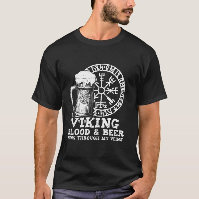 Camiseta Viking Blood and Beer corre a través de mis venas  (Anverso)