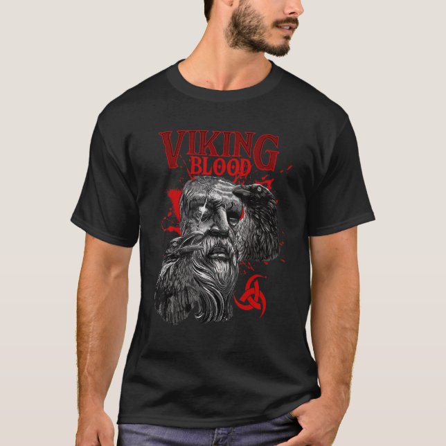 Camiseta Viking Blood Odin Y Raven Culture Of The Vikings (Anverso)