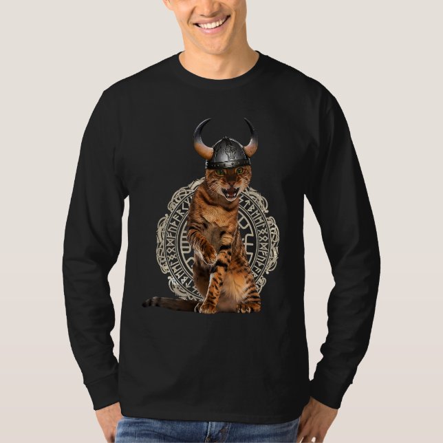 Camiseta Viking Cat Valhalla Norse Warrior (Anverso)