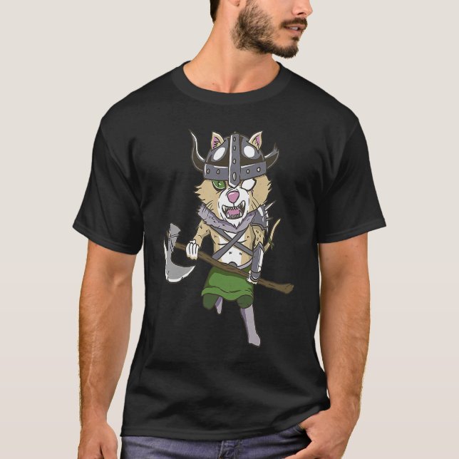Camiseta Viking Cat Valhalla Warrior (Anverso)