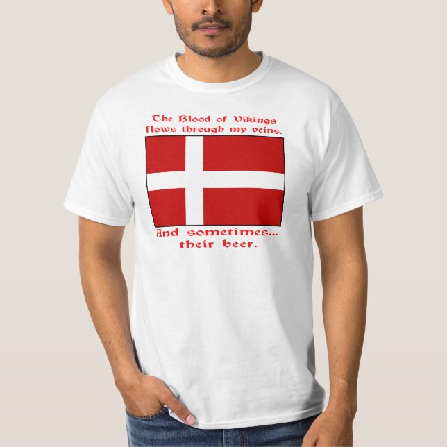 Camiseta Viking danés de sangre y cerveza (Anverso)
