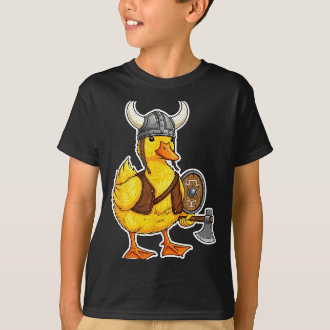 Camiseta Viking Duck Funny Warrior Design  (Anverso)