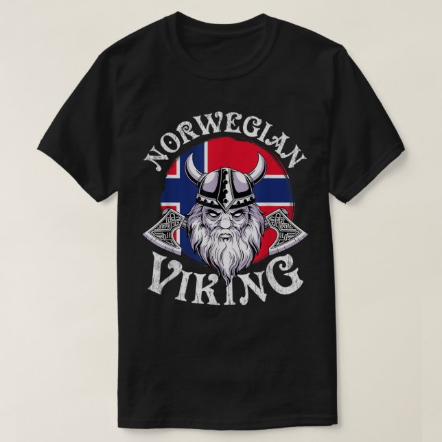 Camiseta Viking Funny con vistas a la bandera de Noruega (Diseño del anverso)