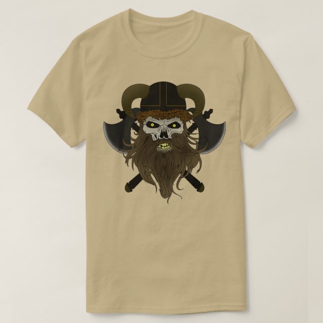 Camiseta Viking head with axes and helmet gift idea for int (Diseño del anverso)