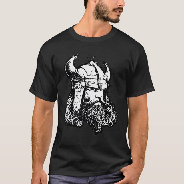 Camiseta Viking Helmet Warrior Odin Valhalla Workout Gym Fi (Anverso)
