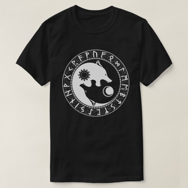 Camiseta Viking Hijos De Fenrir Yin Yang Wolf (Diseño del anverso)